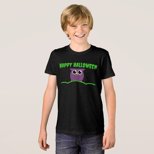 T-shirt En Tri-matière Joyeux T-shirt d'Halloween avec chouette (Recto plein)
