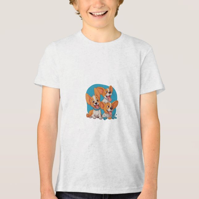 T-shirt En Tri-matière Joyeux trio de Corgis joueurs (Recto)