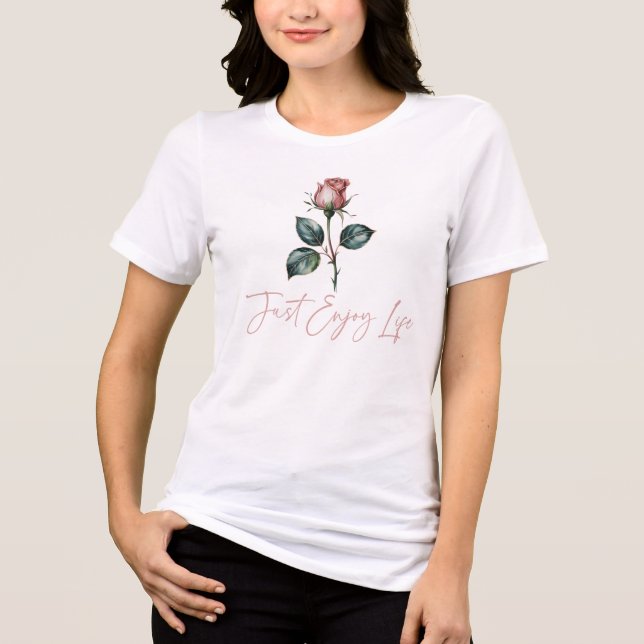 T-shirt En Tri-matière Just Enjoy Life, Womens Rose Flower (Recto)
