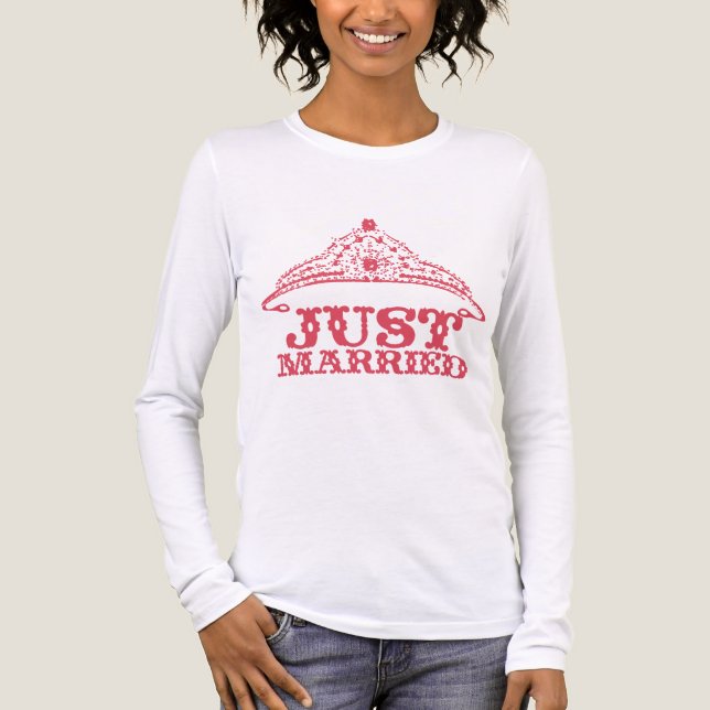 T-shirt En Tri-matière Juste marié Princesse mariée Tiara Mariages (Recto)