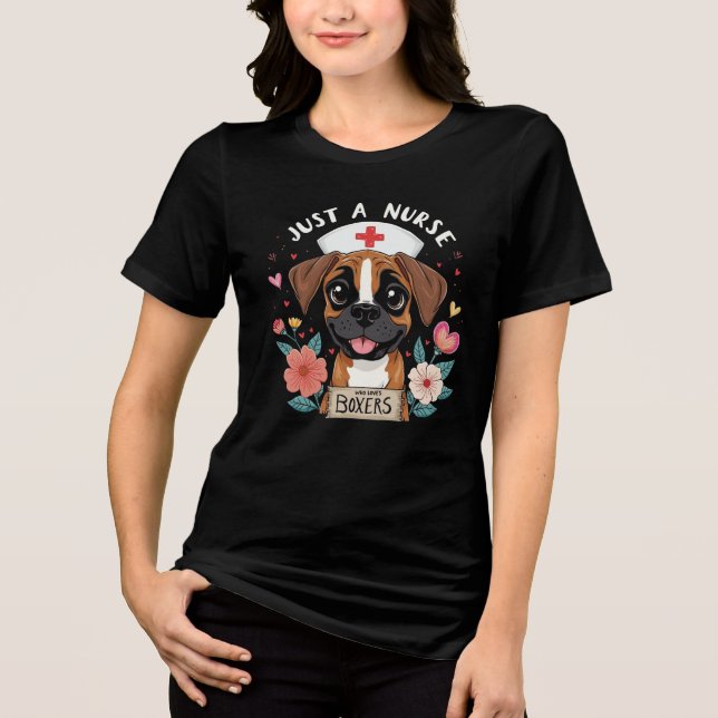 T-SHIRT  EN TRI-MATIÈRE JUSTE UNE INFIRMIÈRE QUI AIME LES BOXERS (Recto)