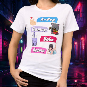 T-shirt En Tri-matière K-Pop, Ramen, Boba et Anime Pop Graphic Tee