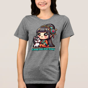 T-shirt En Tri-matière Kawaii Nouvel An chinois Cheval et fille