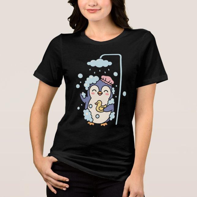 T-shirt En Tri-matière Kawaii Penguin Bath Time (Recto)