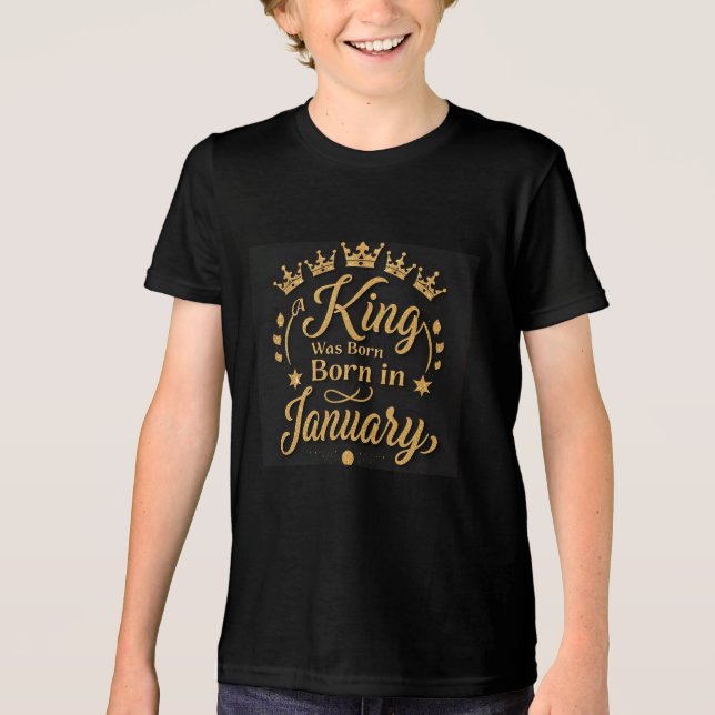 T-shirt En Tri-matière King Né En Janvier Golden Crowns garçons (Recto)