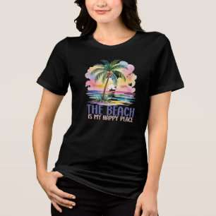 T-shirt En Tri-matière La plage est mon endroit heureux