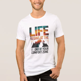 T-SHIRT EN TRI-MATIÈRE LA VIE COMMENCE À LA FIN DE VOTRE ZONE DE CONFORTO