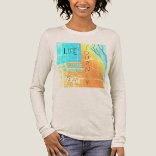 T-shirt En Tri-matière "La vie est un voyage" Gold Aqua Yellow Design
