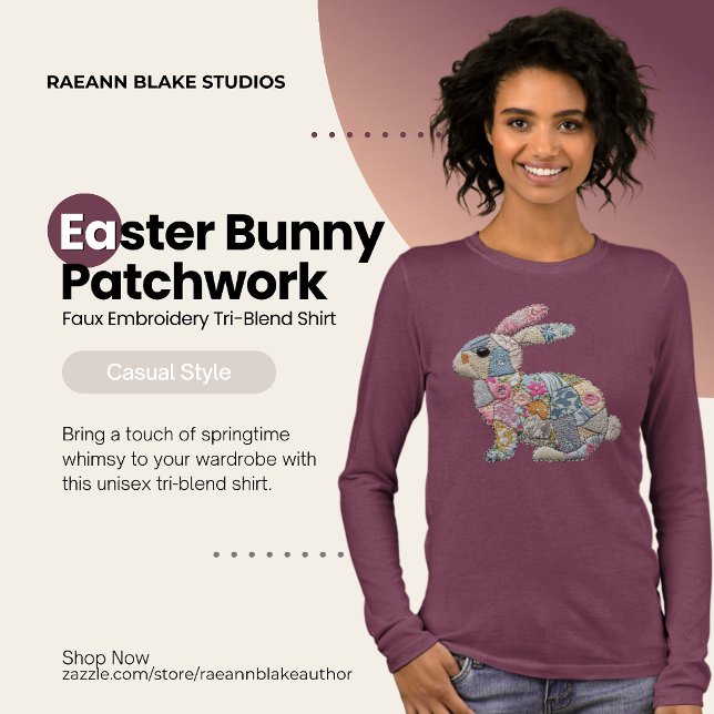 T-shirt En Tri-matière Lapin de Pâques Patchwork Fausse Broderie (Créateur téléchargé)