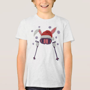 T-shirt En Tri-matière Lapin de ski en faux fil avec chapeau de Père Noël