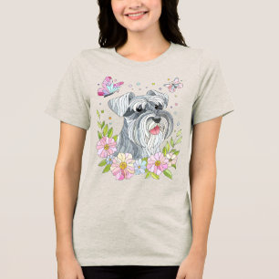 T-shirt En Tri-matière L'art mosaïque de Schnauzer miniature