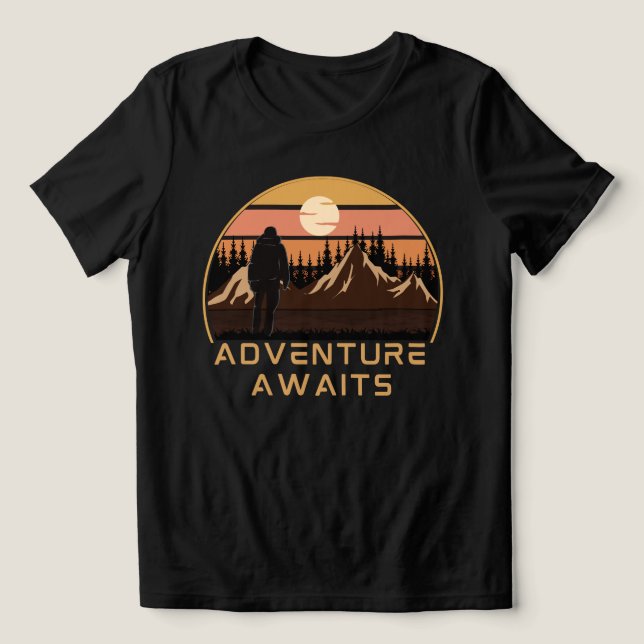 T-shirt En Tri-matière L'aventure commence Camping Randonnée, l'aventure  (Design Recto)