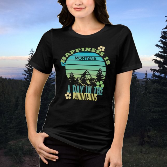 T-shirt En Tri-matière Le Bonheur Est Rétro Sunset Mountains (Créateur téléchargé)