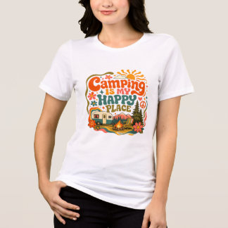 T-shirt En Tri-matière Le camping est mon endroit heureux