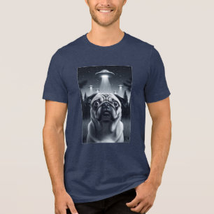 T-shirt En Tri-matière Le Carlin spatial prend Alien Selfie Drôle Chien C