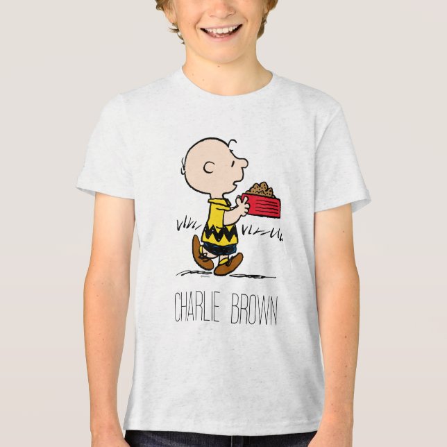 T-shirt En Tri-matière Les cacahuètes| Charlie Brown avec Snoopy's Dish (Recto)