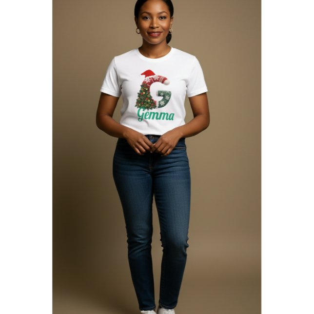 T-shirt En Tri-matière Lettre de Noël personnalisée "G" (Créateur téléchargé)