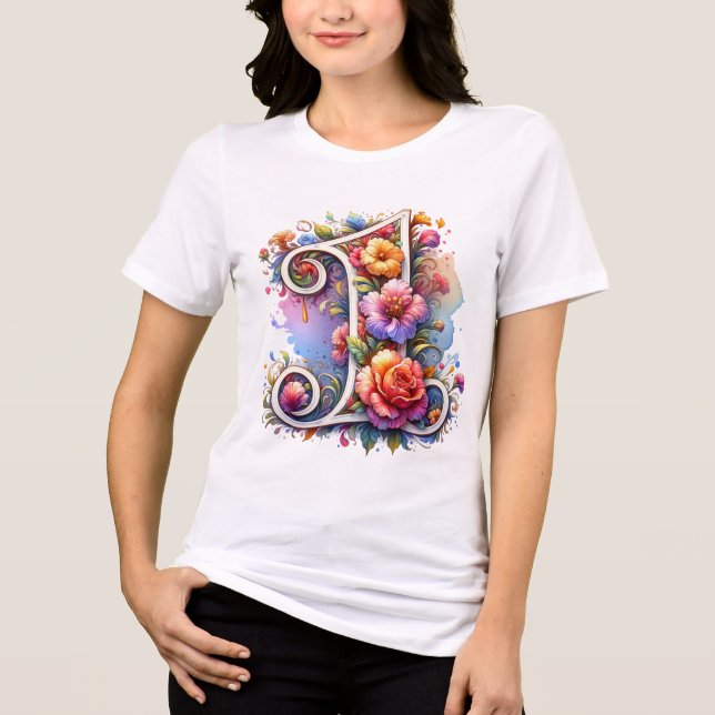 T-shirt En Tri-matière Lettre florale illustrée "1" (Vibrant) (Recto)
