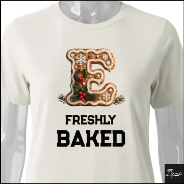 T-shirt En Tri-matière Lettre initiale de Noël en biscuit au gingembre E (Créateur téléchargé)