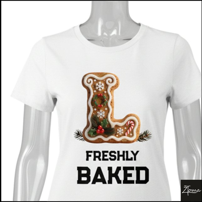 T-shirt En Tri-matière Lettre initiale L de biscuit de Noël au pain d'épi (Créateur téléchargé)