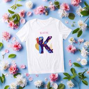 T-shirt En Tri-matière Lettre monogramme K Cadeau d'anniversaire gras et 