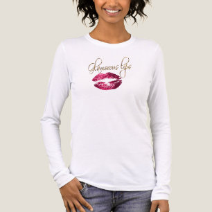 T-shirt En Tri-matière Lèvres de Parties scintillant rose chaud glamour