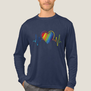 T-shirt En Tri-matière LGBT Pride Gay Lesbian Modern Rainbow Hearbeat
