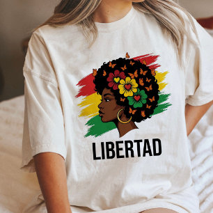 T-shirt En Tri-matière Libertad Femme Noire Avec Papillons Et Fleurs