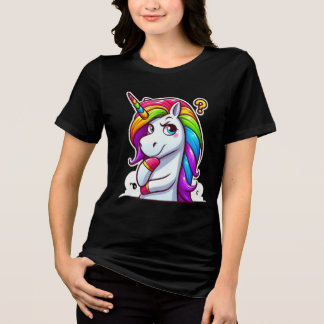 T-shirt En Tri-matière Licorne arc-en-ciel curieuse qui pense