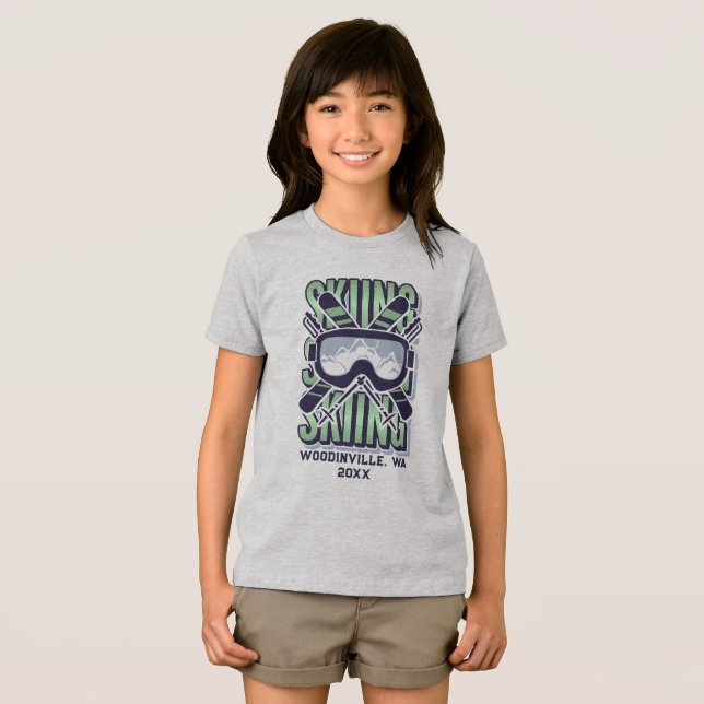 T-shirt En Tri-matière Lieu de ski personnalisé Nom de la date (Recto plein)