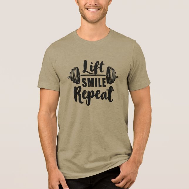 T-shirt En Tri-matière Lift Smile Repeat Gym Motivation Weightlifting Str (Recto)
