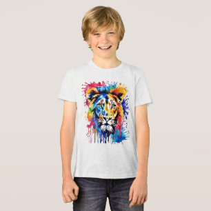 T-shirt En Tri-matière Lion coloré drôle d'aquarelle