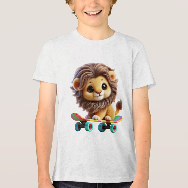 T-shirt En Tri-matière Lion roux sur un rouleau (Recto)