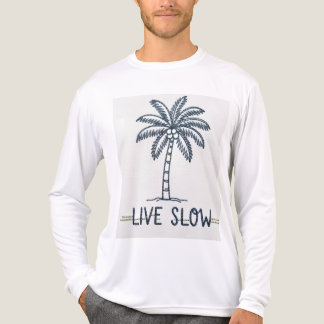 T-shirt En Tri-matière "Live Slow" Palm Tree Embroidery Design - Tropical