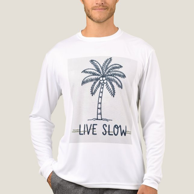 T-shirt En Tri-matière "Live Slow" Palm Tree Embroidery Design - Tropical (Recto)