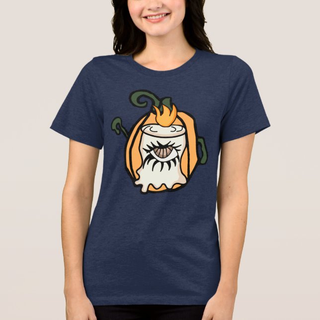 T-shirt En Tri-matière L'oeil Éffrayant d'un Citrouille de Bois rétro (Recto)