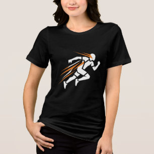 T-shirt En Tri-matière Logo de coureur doré Design de mouvement sportif é