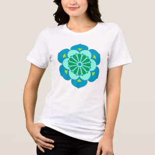 T-shirt En Tri-matière Lotus Flower Mandala, Lime Green et Bleu clair