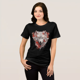 T-shirt En Tri-matière Loup blanc mystique aux accents d'encre rouge