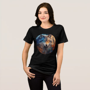T-shirt En Tri-matière Loup cosmique à deux yeux dans le royaume fantasti