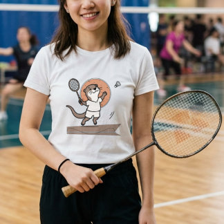 T-shirt En Tri-matière Loutre adorable jouant au badminton