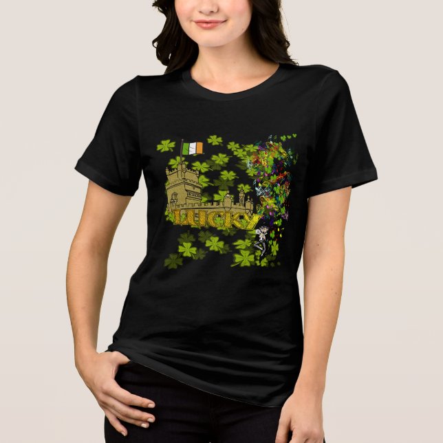 T-shirt En Tri-matière Lucky Leprechaun et son château irlandais (Recto)