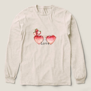 T-shirt En Tri-matière Lunettes de couleur Rouge Coeur Fraise