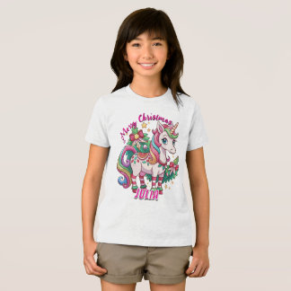 T-shirt En Tri-matière Magique Noël mignon Unicorn Cadeaux Enfants