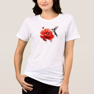 T-shirt En Tri-matière Magnifique Coquelicot Rouge Dans Toute Sa Gloire