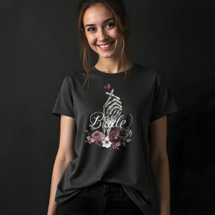 T-shirt En Tri-matière Main de squelette cœur floral gothique aquarelle m