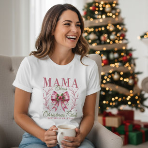 T-shirt En Tri-matière Mama Claus Christmas Club Nœud Coquette Rose