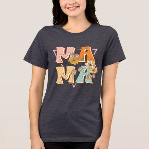 T-shirt En Tri-matière Mama Retro Typographie Florale