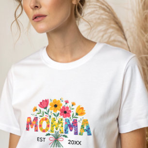 T-shirt En Tri-matière Mama Texte avec Fleurs