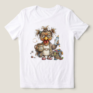 T-shirt En Tri-matière Maman fatiguée Poulet Drôle Cheveux décoiffés Café